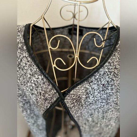 Zara black & white open jacket faux leather trim pockets size S 6873/129/064/S - Picture 10 of 12